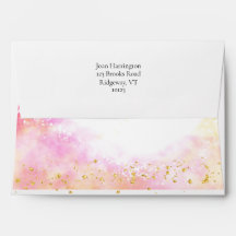 Chuva de Balões Rosa e Amarelo em Aquarela para Ch