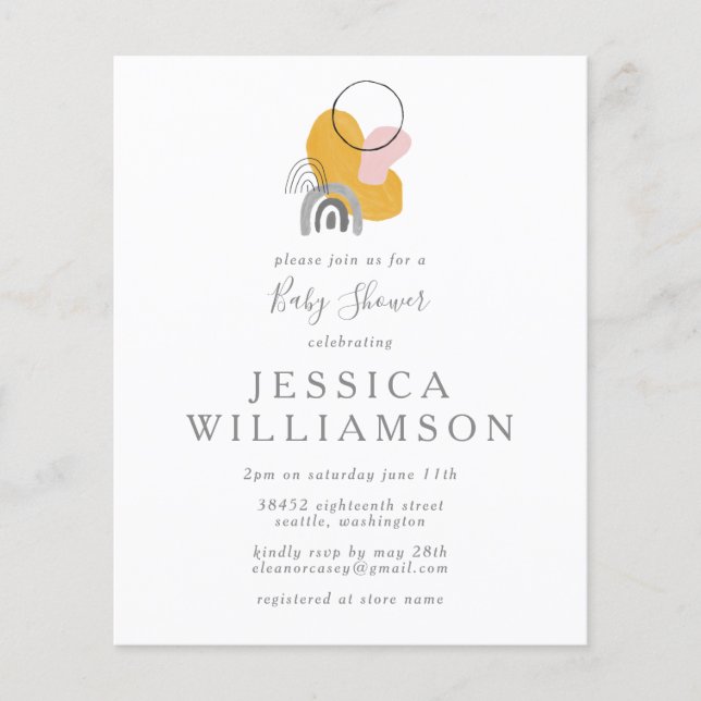 Chuva de Bebê Amarela Abstrata Boho Fofa Dentro do (Frente)