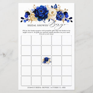 Chuva de Bebe Bingo Floral Azul Royal Amarelo Dour