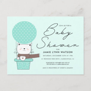 CHUVA DE BEBÊ   Cartão Postal de Balão Gato Verde