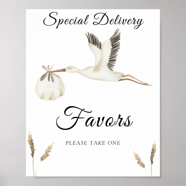 Chuva de bebê cegonha - Favors Poster (Frente)