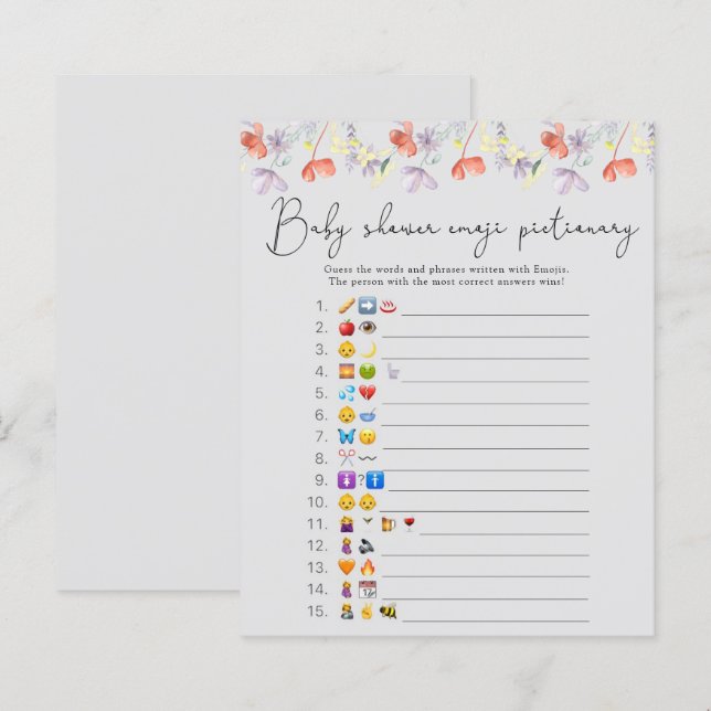 chuva de bebê com jogo de imagem de emoji de flore (Frente/Verso)