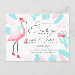 CHUVA DE BEBÊ Convite Flamingo Papai Noel