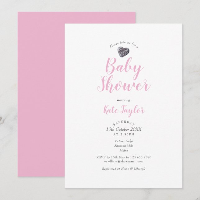 Chuva de Bebe Coração de Seixo Fofo / Convite de C (Frente/Verso)