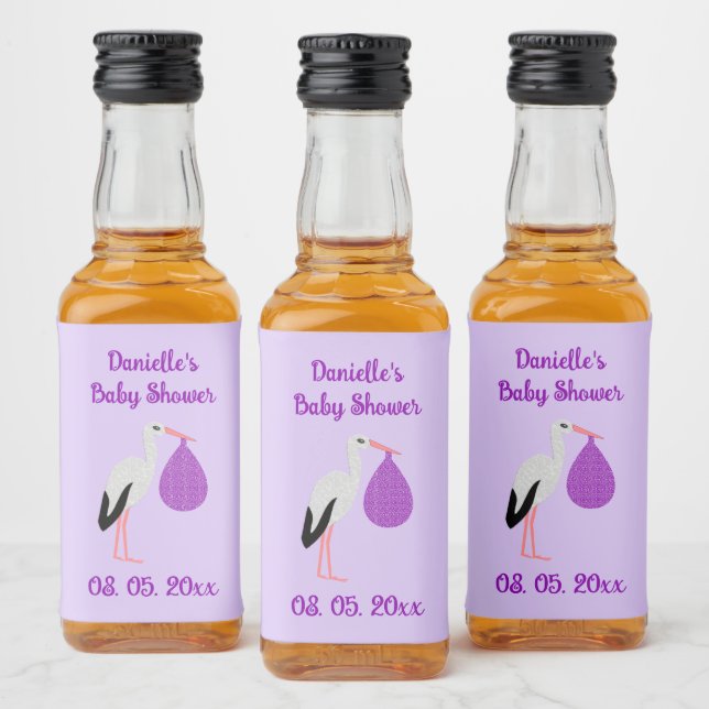 Chuva de Bebê de gênero neutro Roxo Cegonha Bebê (Garrafas)