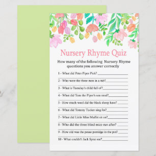 Chuva de bebê em Watercolor Flowers Nursery Rhyme 