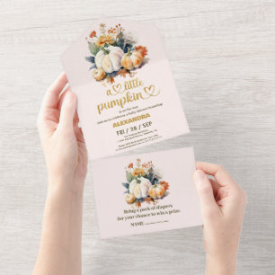 Chuva de bebê floral em aquarela de outono com peq