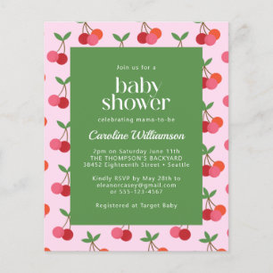 Chuva de Bebê Fofa Rosa Verde Fruta Cereja Orçamen