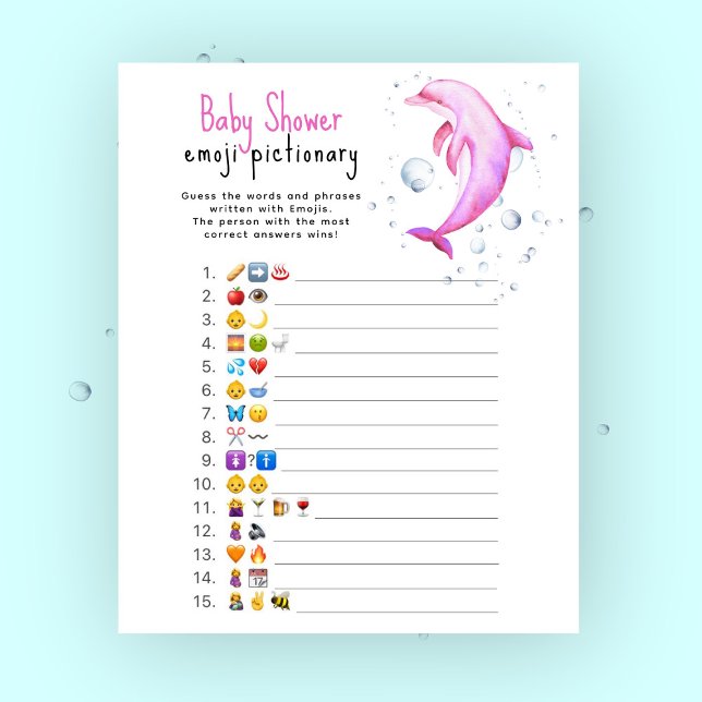 Chuva de bebê golfinho rosa - Jogo de imagem Emoji (Criador carregado)