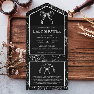Chuva de Bebê Laço Coquette Preto e Branco