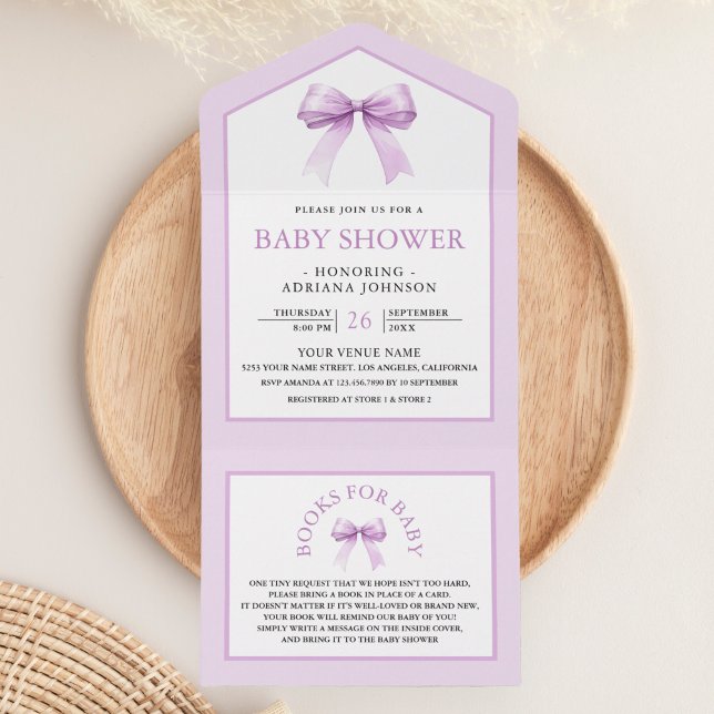 Chuva de Bebê Laço Coquette Roxo Pastel Fofo (Criador carregado)