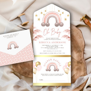 Chuva de Bebê Menina Arco-Íris Boho Rosa Empoeirad