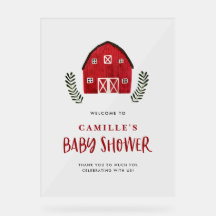 Chuva de Bebê País Celeiro Vermelho Rústico em Aqu