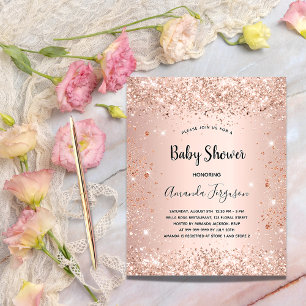 Chuva de Bebê rosa dourado em brilho metal menina