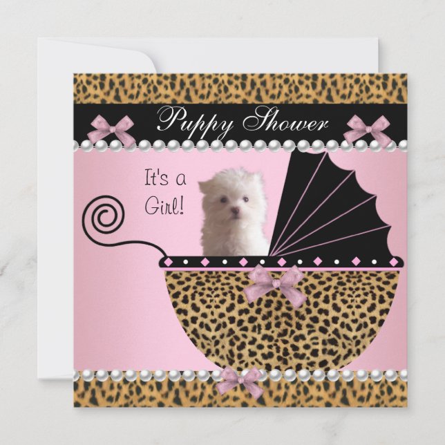 Chuva de Cachorrinho Cachorro Fofo Leopardo Rosa (Frente)