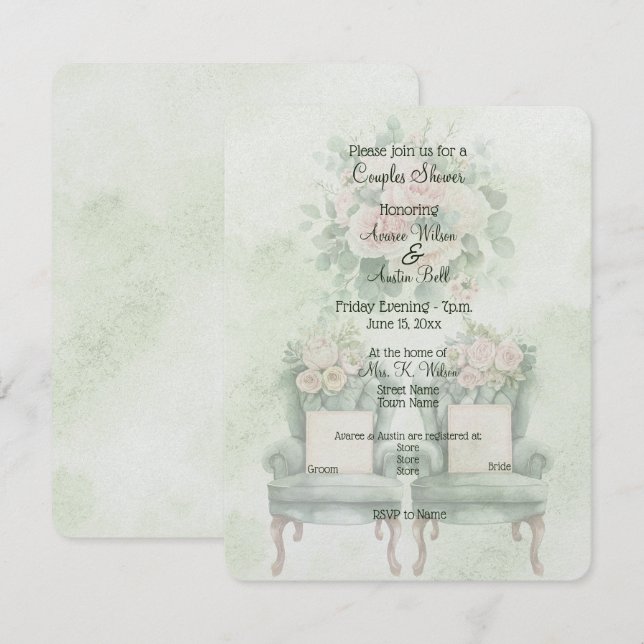 Chuva de Casal Floral Verde (Frente/Verso)