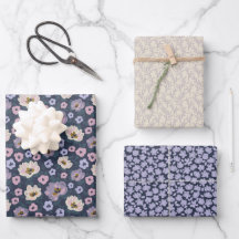 Chuva de casamento floral azul e roxo romântica