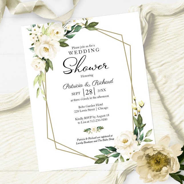 Chuva de Casamento Geométrico Floral Orçamento Con (Criador carregado)
