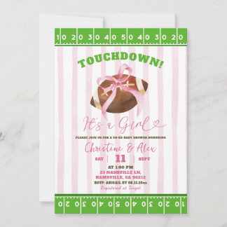 Chuva de Convite de Baby Shower Menina com Listras