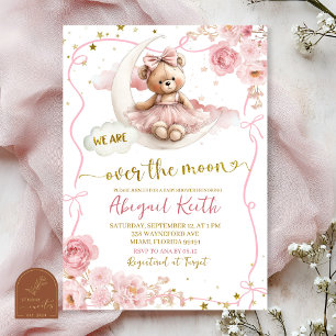 Chuva de convites para baby shower da lua com laço