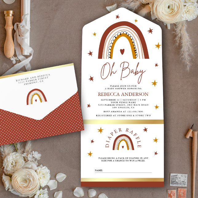 Chuva de Cores Boho Baby Shower Terracota (Criador carregado)