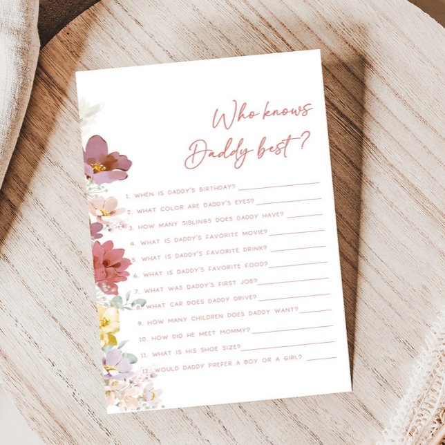 Chuva de Florais Bebê Quem Sabe Papai Jogo (Baby In Bloom Baby Shower Game)
