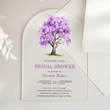 Chuva de Flores de Wisteria Roxa para Chá de Noiva