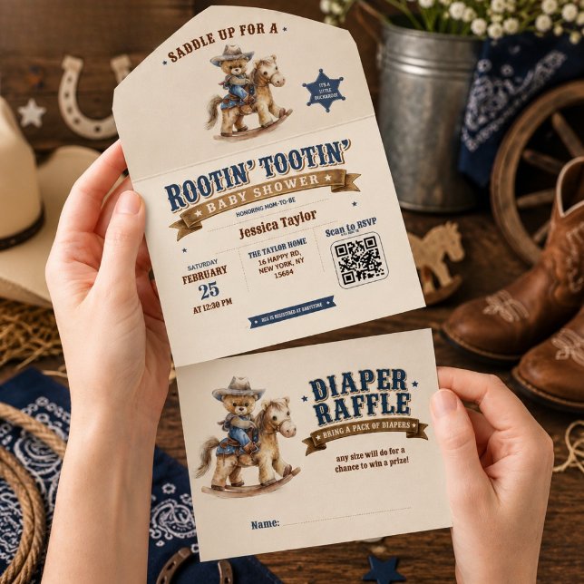 Chuva de Fraldas QR para Chá de Bebê do Ursinho Te (Criador carregado)