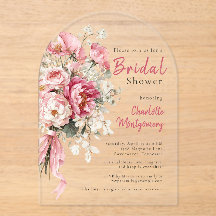 Chuva de Noiva Floral Rosa em Aquarela Elegante