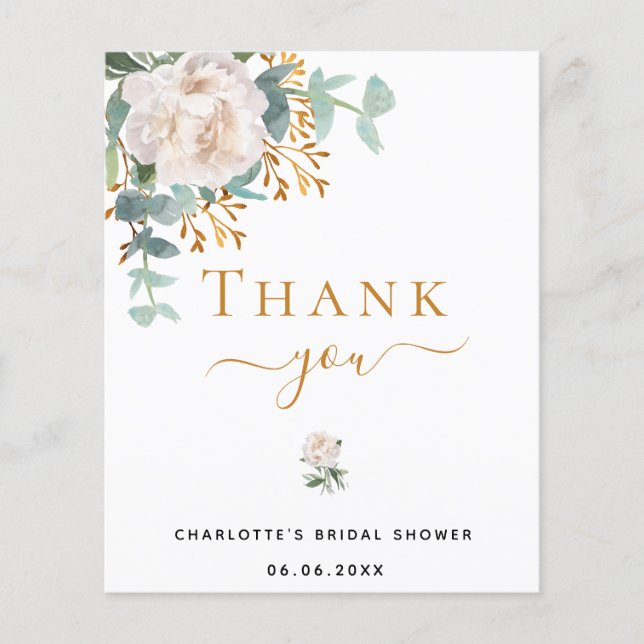 Chuva de Noiva orçamento floral eucalipto Obrigado (Frente)