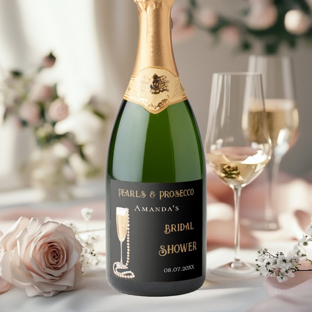 Chuva de noiva pérolas rosa preto prosecco (Criador carregado)