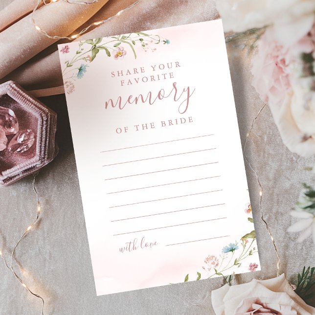 Chuva de noiva Pink Wildflower compartilhe uma mem (Pink Wildflower share a memory bridal shower)