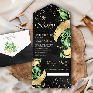 Chuva de Ouro Tropical Monstera Palm Chá de Bebê