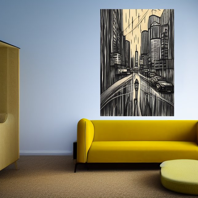 Chuva na cidade | AI Art Poster (Criador carregado)