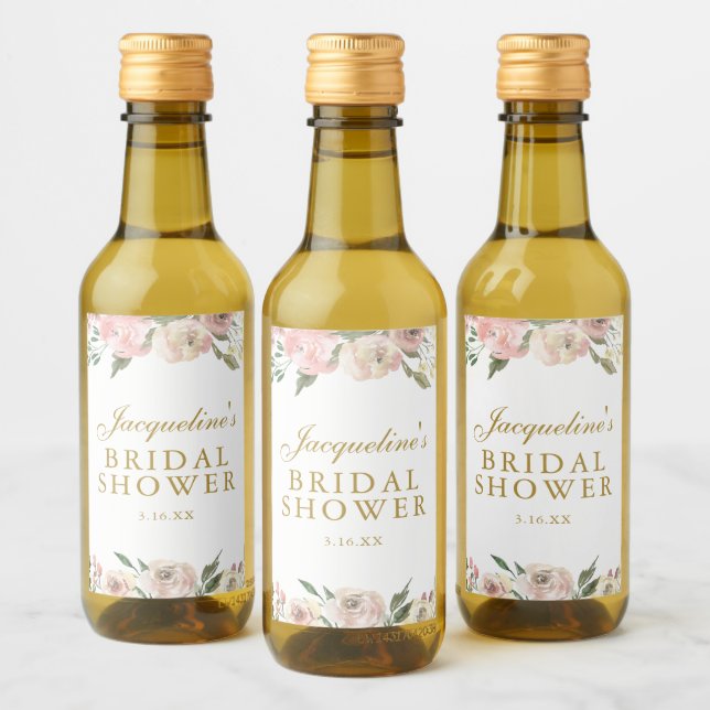 Chuveiro Nupcial Dourado Personalizado com Floral  (Garrafas)