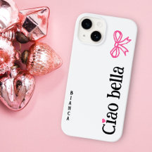 Ciao Bella Pink Heart Ribbon Name