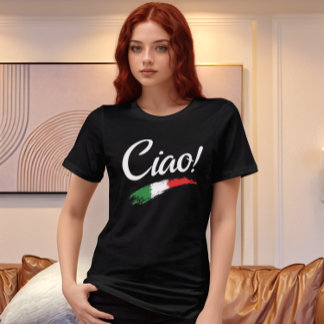 Ciao Script Texto Branco Camiseta Tri-Mista Femini