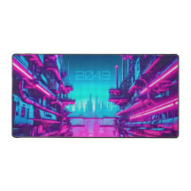 Ciberpunk Neon Ciano Magenta Paisagem Urbana Gamer