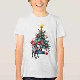 Ciberpunk Reindeer bonito com Árvore de Natal