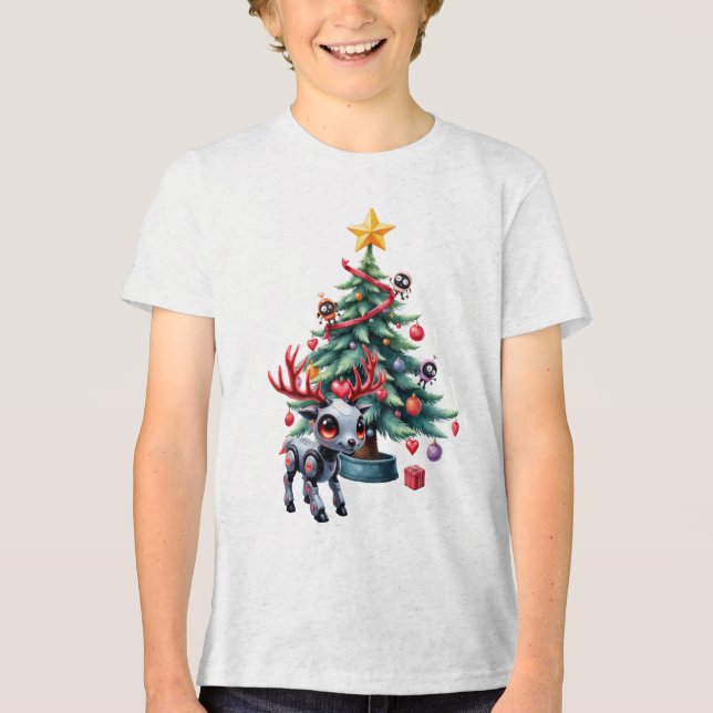 Ciberpunk Reindeer bonito com Árvore de Natal (Frente)