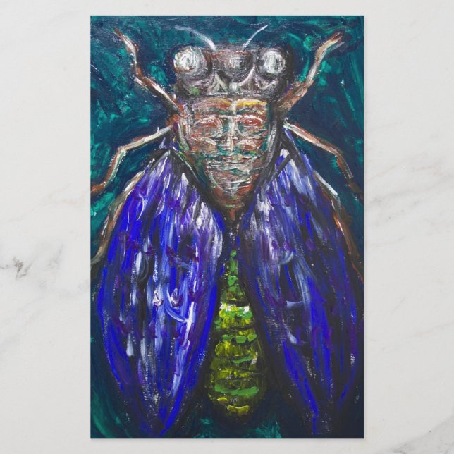 Cicada Azul (pintura de insetos do Realismo Surrea (Frente)