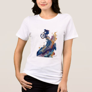 Ciclista Abstrato de Montanha Arte de Tinta Flui