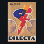 Ciclista, Art Deco, Poster vintage de bicicleta<br><div class="desc">Ciclista,  Art Deco,  Poster vintage de Bicicleta. Ilustração antiga francesa da década de 1920 para bicicletas Dilecta.</div>