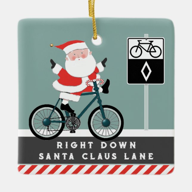 Ciclista Biking Holiday Guarda o Ornamento Cerâmic (Frente)