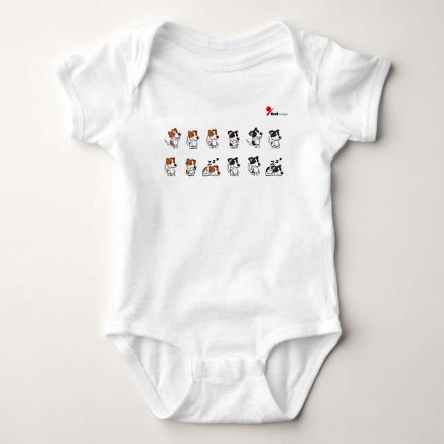 Ciclo de Vida de Cachorrinho Fofo Camiseta de Bebê (Frente)
