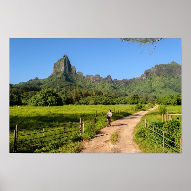 Ciclo turístico na poster da Moorea tropical (Frente)