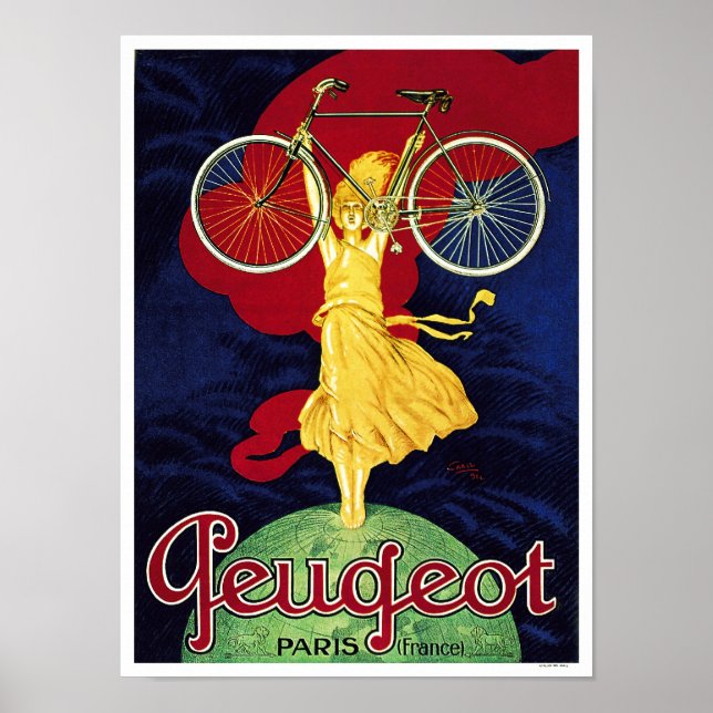 Ciclos de Peugeot - Poster de Bicicleta de Vintage (Frente)