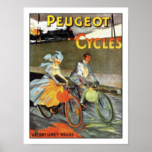 Ciclos de Peugeot - Poster de Bicicleta de Vintage