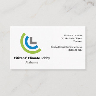 Cidadãos Climate Lobby Alabama cartão de visita