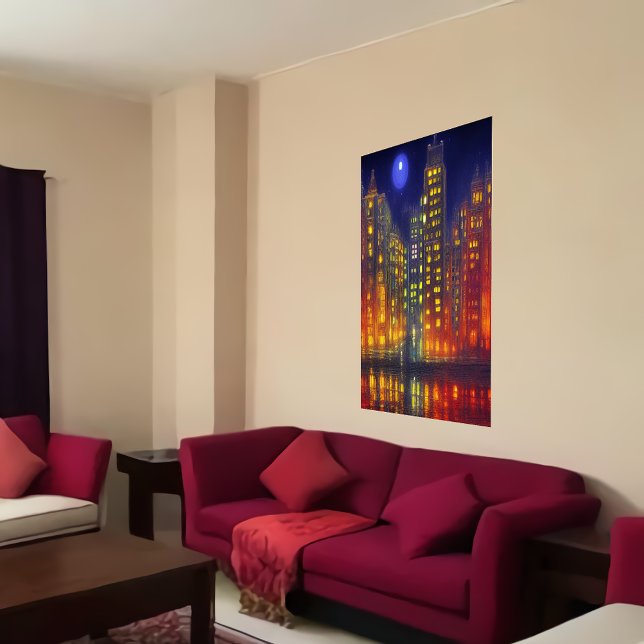 Cidade à noite | AI Art Poster (Criador carregado)